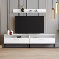 İstanbul Tv Stend və Jurnal Masa Dəsti - Ağ - 5
