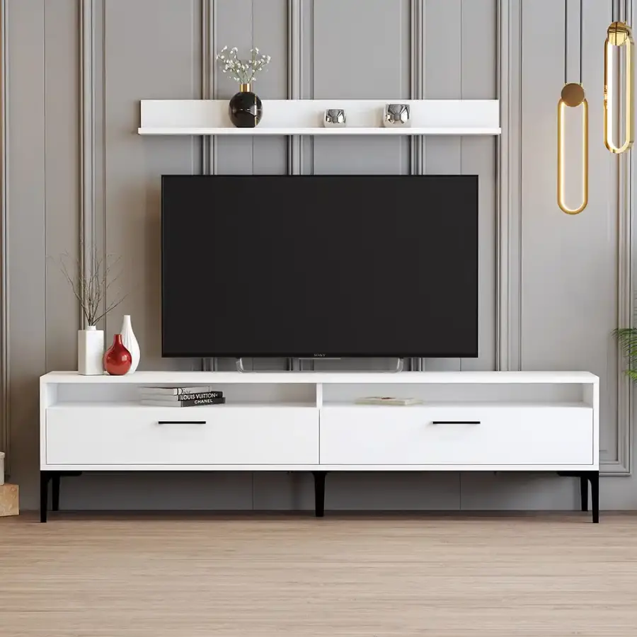 İstanbul Tv Stend və Jurnal Masa Dəsti - Ağ - 5