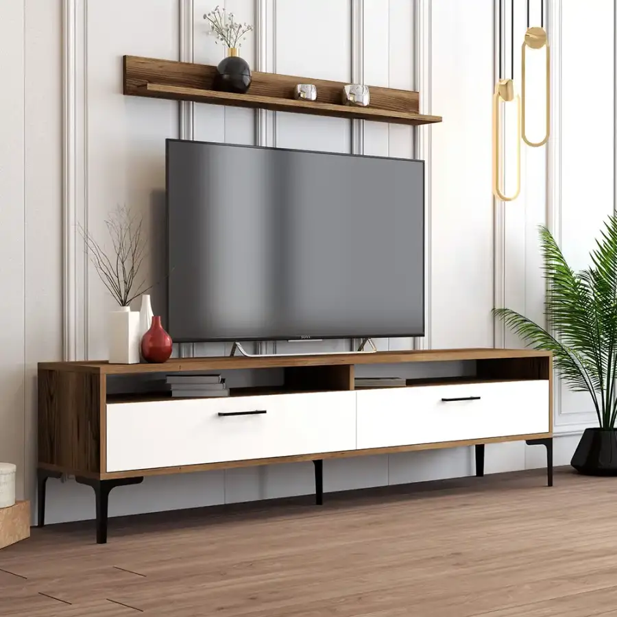 İstanbul Tv Stend və Jurnal Masa Dəsti - Cəviz/Ağ - 3