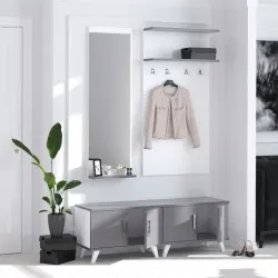 Jasper Güzgülü Asılqanlı Dəhliz Dolabı - Antrasit/Ağ - Decoroom Collection (1)