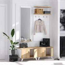 Jasper Güzgülü Asılqanlı Dəhliz Dolabı - Meşə/Ağ - Decoroom Collection (1)