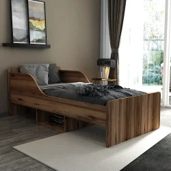 Julie Bir Nəfərlik Çarpayı - Cəviz - Decoroom Collection (1)