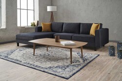 Kale Serisi L Künc Divan Kadife Antrasit Sol - Evdebiz