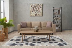 Kale Serisi Üçyerli Divan Kadife Krem - Evdebiz