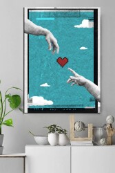 Kalp Gösteren Parmaklar Pixel Kanvas Tablo - Markaev
