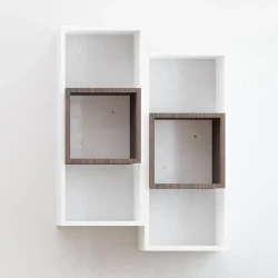 Kamelya 2 Divar Rəfi - Ağ/Cəviz - Decoroom Collection (1)