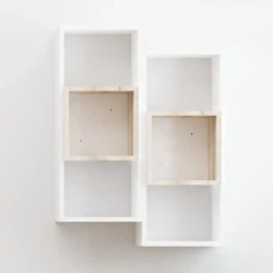 Kamelya 2 Divar Rəfi - Ağ/Meşə - Decoroom Collection (1)