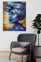 Kətan Afrikalı Kadın Portre Tablo 0055 - Markaev