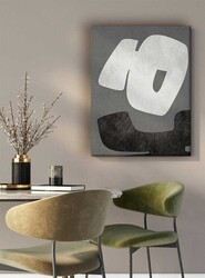 Kətan Antrasit Renkli Geometrik Modern Tablo 1049 - Thumbnail