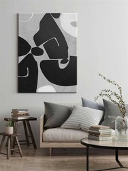Kətan Antrasit Renkli Geometrik Modern Tablo 1054 - Thumbnail