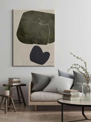 Kətan Antrasit Renkli Geometrik Modern Tablo 1069 - Thumbnail