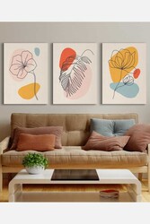 Kətan Bahar Çiçek 3'lü Tablo Seti 0740 - Markaev