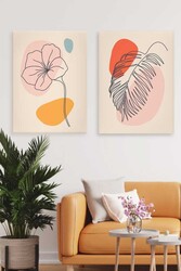 Kətan Bahar Çiçek Deseni 2'li Tablo Seti 0631 - Markaev