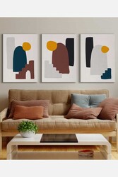 Kətan Basit Dekoratif 3'lü Tablo Seti 0742 - Markaev