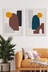 Kətan Basit Dekoratif Deseni 2'li Tablo Seti 0633 - Markaev