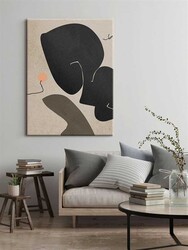 Kətan Bej Antrasit Renkli Geometrik Modern Tablo 1044 - Thumbnail
