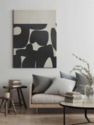 Kətan Bej Antrasit Renkli Geometrik Modern Tablo 1064 - Thumbnail