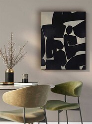 Kətan Bej Antrasit Renkli Geometrik Modern Tablo 1065 - Thumbnail