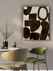 Kətan Bej Kahve Geometrik Modern Tablo 1018 - Markaev