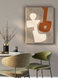 Kətan Bej Kiremit Geometrik Modern Tablo 1014 - Markaev