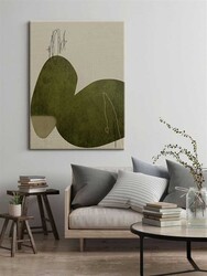 Kətan Bej Yeşil Renkli Geometrik Modern Tablo 1050 - Thumbnail