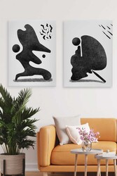 Kətan Black Water Deseni 2'li Tablo Seti 0635 - Markaev