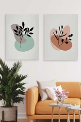 Kətan Boho Floral Color Deseni 2'li Tablo Seti 0637 - Markaev