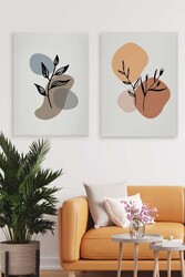 Kətan Boho Floral Color Deseni 2'li Tablo Seti 0638 - Markaev