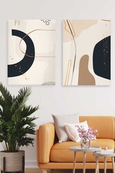 Kətan Boho Minimal Deseni 2'li Tablo Seti 0639 - Markaev