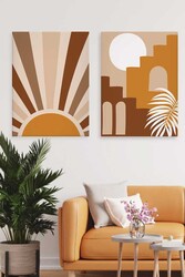 Kətan Boho Sky Deseni 2'li Tablo Seti 0640 - Markaev