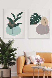 Kətan Bold Tropical Deseni 2'li Tablo Seti 0641 - Markaev