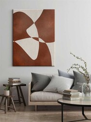 Kətan Bordo Renkli Geometrik Modern Tablo 1042 - Thumbnail