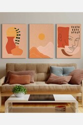 Kətan Botanik Simgeler 3'lü Tablo Seti 0749 - Markaev