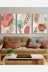 Kətan Dark Gold Floral 3'lü Tablo Seti 0753 - Markaev