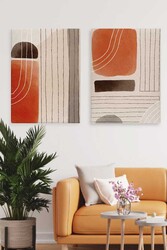 Kətan Dekoratif Çizgiler Deseni 2'li Tablo Seti 0648 - Markaev