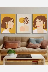 Kətan Draw Girl 3'lü Tablo Seti 0757 - Markaev