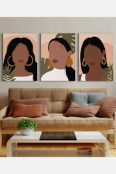 Kətan Draw Girl 3'lü Tablo Seti 0758 - Markaev