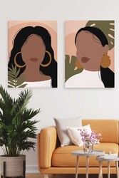 Kətan Draw Girl Deseni 2'li Tablo Seti 0653 - Markaev