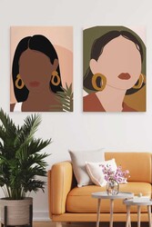 Kətan Draw Girl Deseni 2'li Tablo Seti 0654 - Markaev