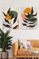 Kətan Floral Deseni 2'li Tablo Seti 0656 - Markaev