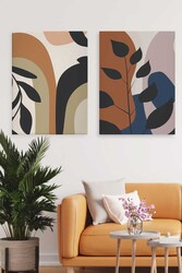 Kətan Floral Deseni 2'li Tablo Seti 0657 - Markaev