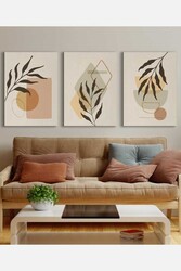 Kətan Floral Geometric 3'lü Tablo Seti 0762 - Markaev