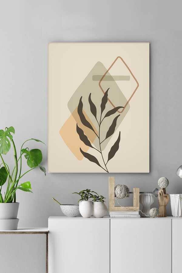 Kətan Floral Geometric Deseni Tablo 0451 - 1