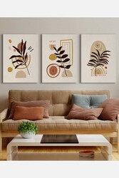 Kətan Floral Tropikal 3'lü Tablo Seti 0766 - Markaev