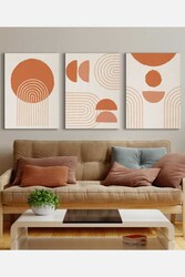 Kətan Geometri Daireler 3'lü Tablo Seti 0778 - Markaev