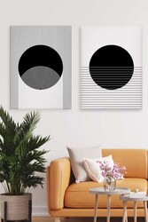 Kətan Geometric Black 2'li Tablo Seti 0664 - Markaev