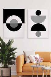 Kətan Geometric Black 2'li Tablo Seti 0665 - Markaev