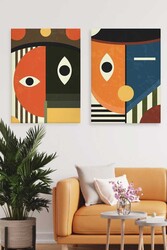 Kətan Geometric Face 2'li Tablo Seti 0666 - Markaev