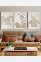 Kətan Geometric House 3'lü Tablo Seti 0773 - Markaev