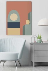 Kətan Geometric House Deseni Tablo 0342 - Markaev